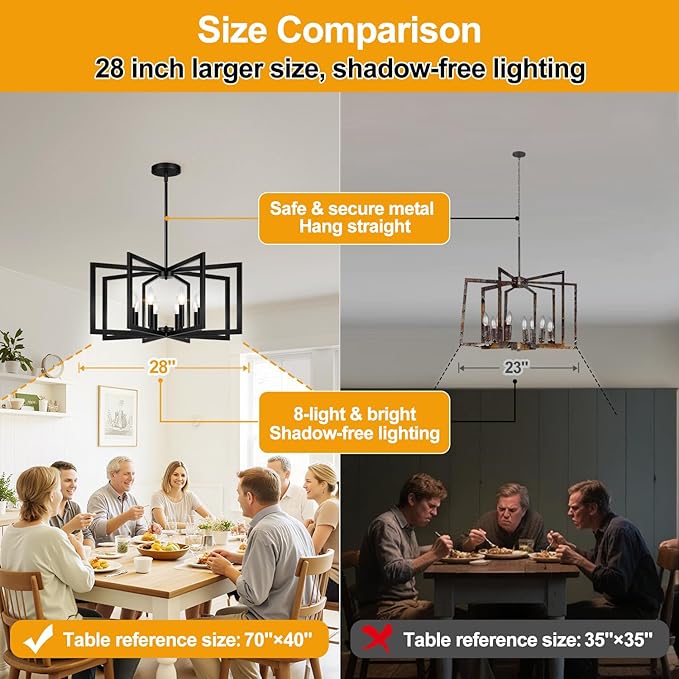 28" Modern Large Black Chandelier - Image 5