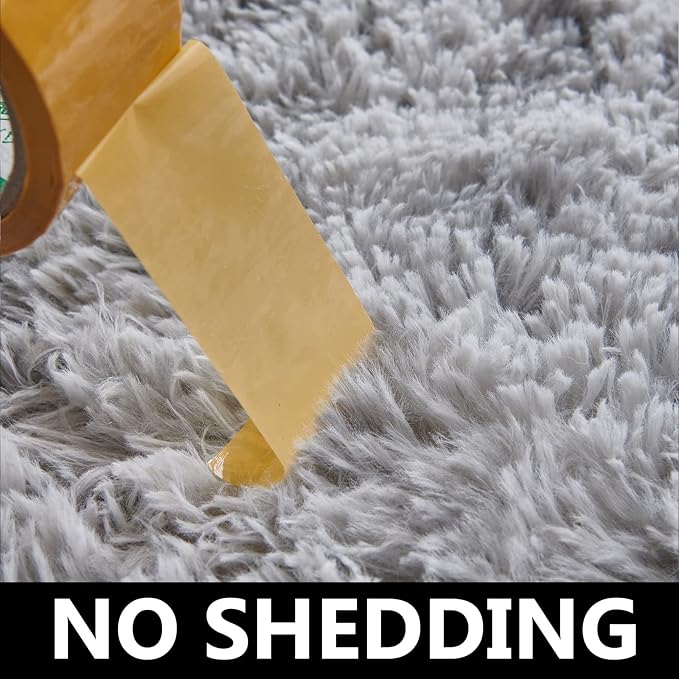 FJZFING Tie-Dyed Light Grey Round Rug Ultra-Soft Plush Modern 5x5 Circle Area - Image 4