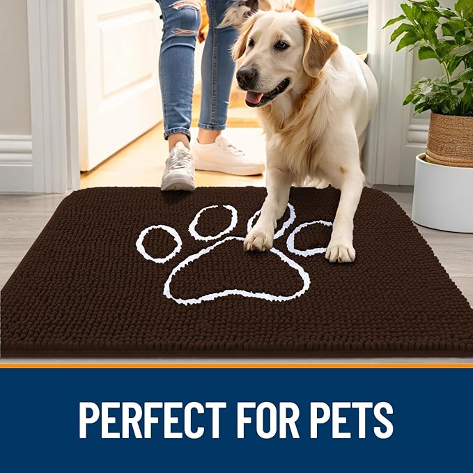 OLANLY Door Mat for Muddy Dog Paws 48x30, Ultra Absorbent Chenille Mud Doormat - Image 6
