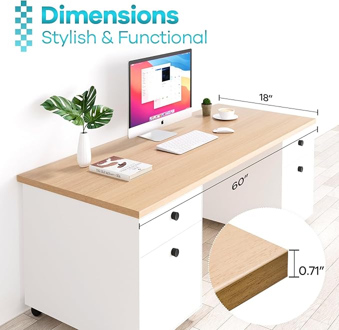Kaboon Universal Tabletop 60"x18", Solid One-Piece Melamine Table Top, L-Desk - Image 3