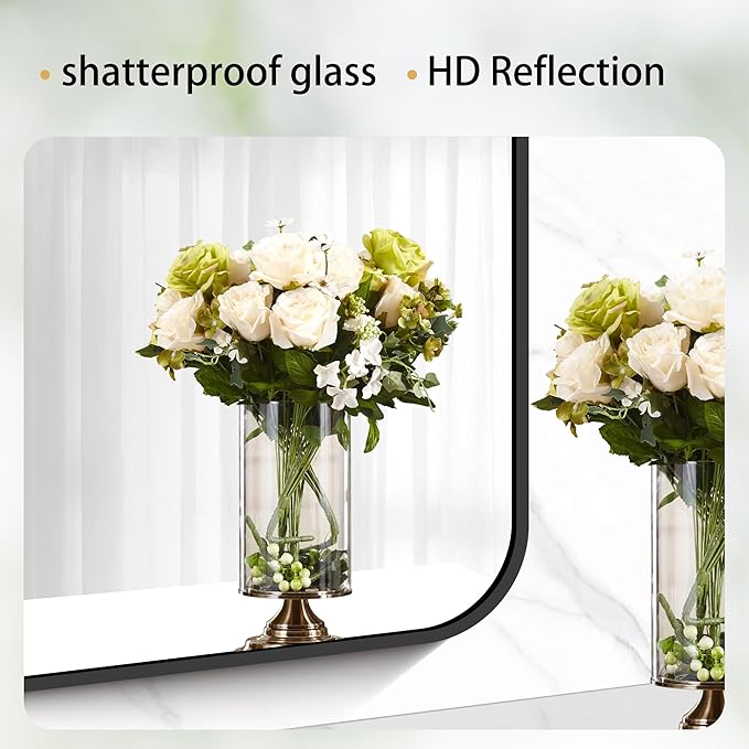 40" x 36"Bathroom Mirror, Matte Black Wall Mirror - Image 5