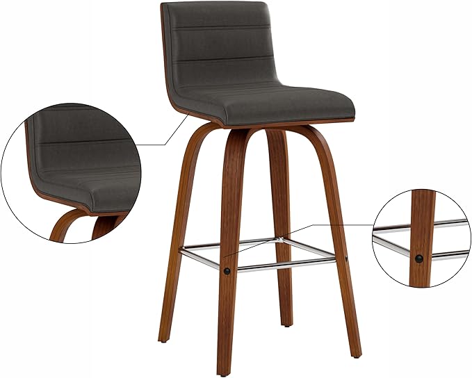 Armen Living Vienna 26" Swivel Counter Stool in Walnut Wood Finish - Image 12