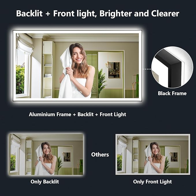 88x38 Inch LED Bathroom Mirror - Image 3
