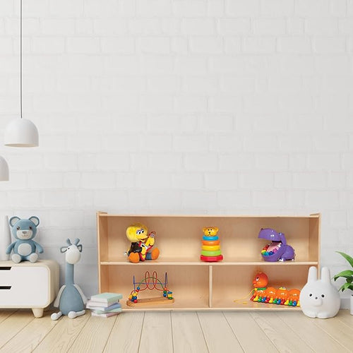 2-Shelf Kids Bookshelf & Toy Storage Organizer | 3-Section Montessori Shelves - Image 2