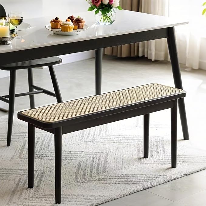 Entryway Bench, Solid Wood Kitchen Dining Bench, Mid Century Modern End of Bed - Image 3