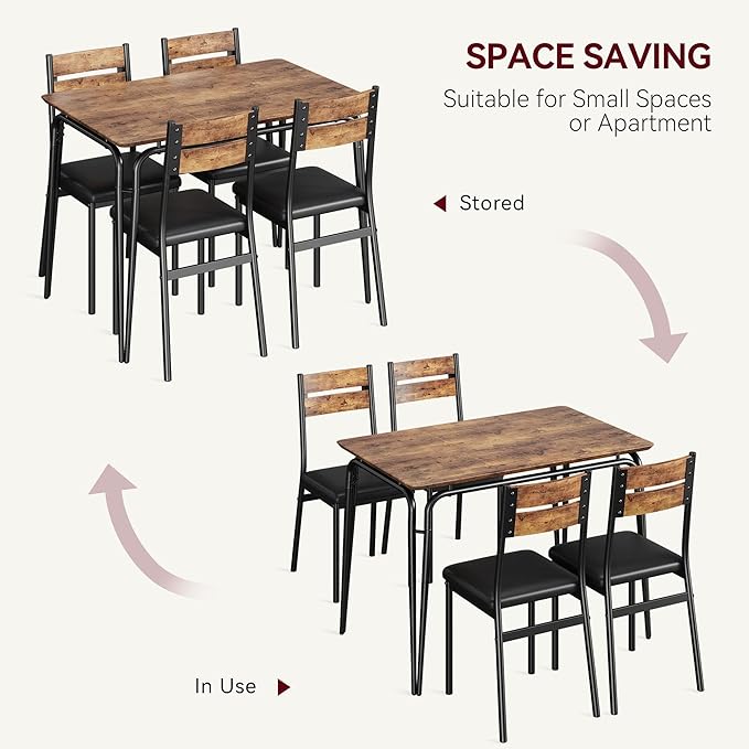 Dining Table for 4, Small Table and Chairs Set of 4, Square Dinette Set for 4 - Image 6