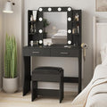 Vabches Vanity Desk with Lights, Makeup Vanity with Power Strip, Dressing Table by Vabches