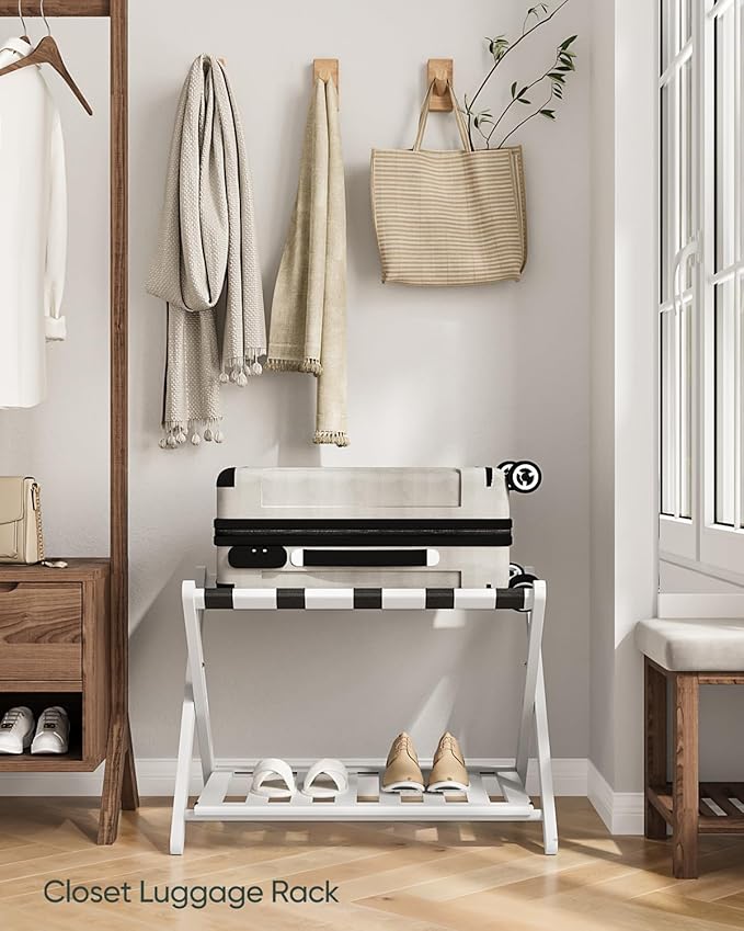 2 Packs Fully Assembled White Luggage Racks - Image 4