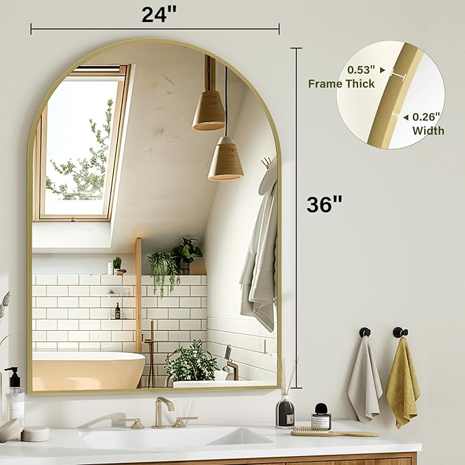 Arch Bathroom Mirror, 24x36 Inch - Image 5