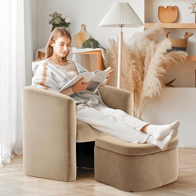 COLAMY Upholstered Velvet Barrel Accent Chair - Image 5