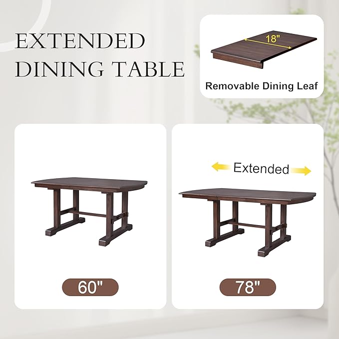 Ball & Cast Dining Table Set for 6, 6-Piece Kitchen Table Set W/ 4 Upholstered - Image 8