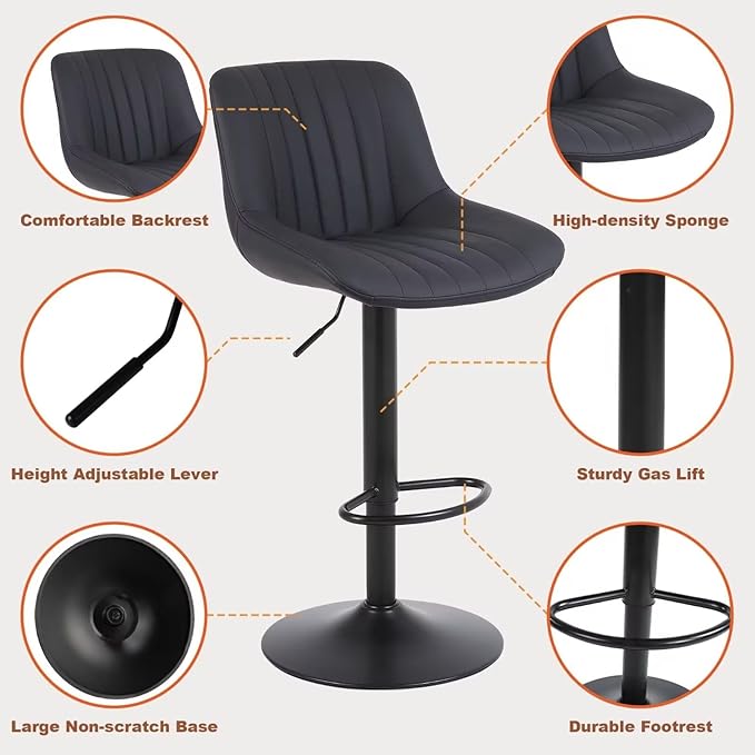 Bar Stools Set of 4, Swivel Counter Height Barstools - Image 5