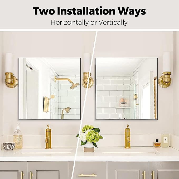 30x30 Inch Black Bathroom Mirror - Image 5
