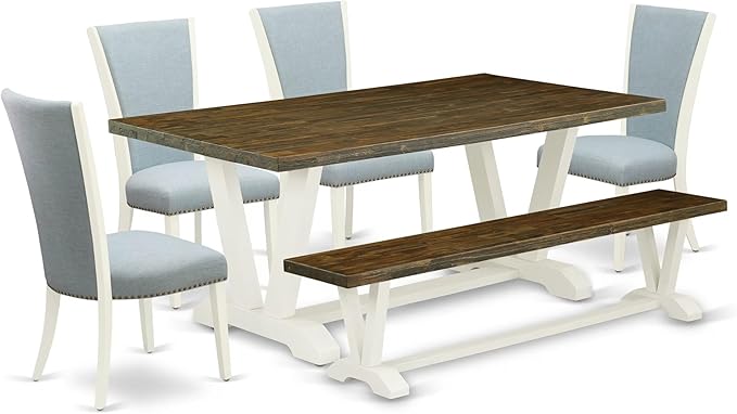 East West Furniture V077VE215-6 6 Piece Dining Table Set Contains a Rectangle by EastWestFurniture