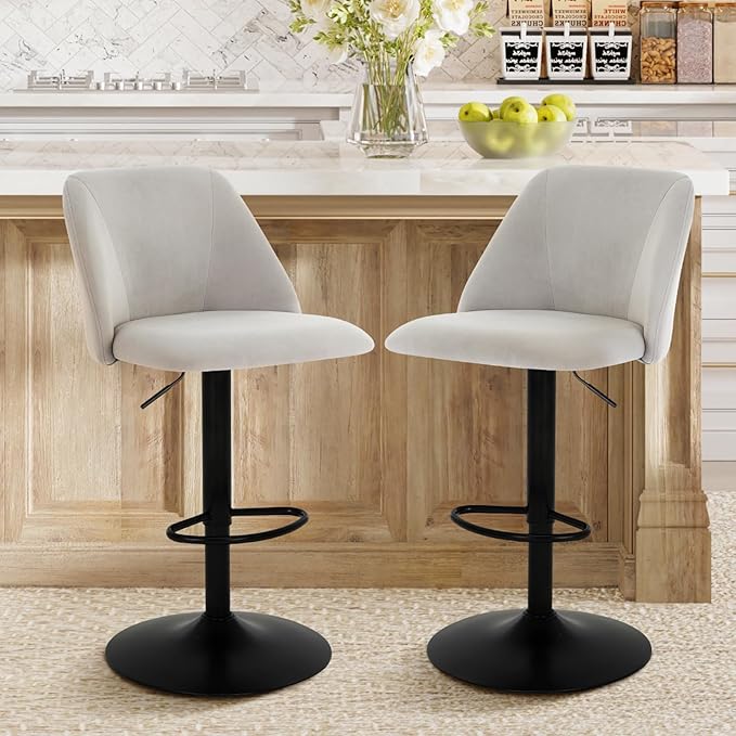 COLAMY Bar Stools Set of 4, Modern Swivel Bar Chairs, Adjustable Upholstered - Image 10