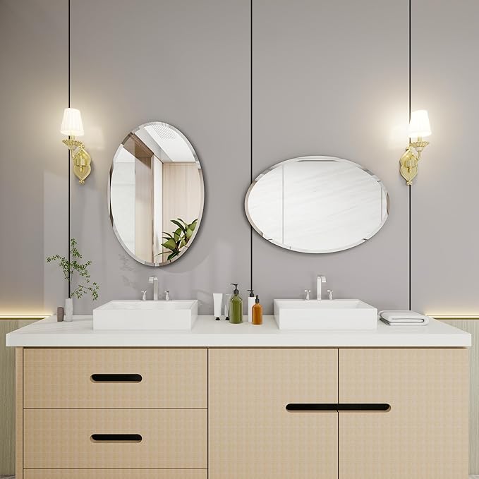 Oval Bathroom Mirror, 20X30 inch Oval Frameless Mirror, Frameless Mirrors - Image 4