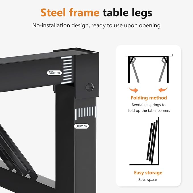 DlandHome Folding Table Computer Desk 62 Inches Workstation Table Conference - Image 4
