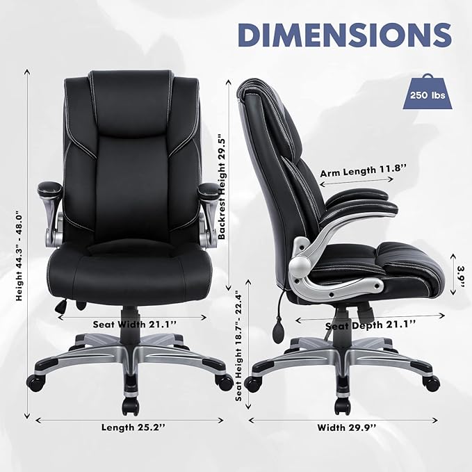 COLAMY High Back Executive Office Chair- Ergonomic Home Computer Desk Leather - Image 3