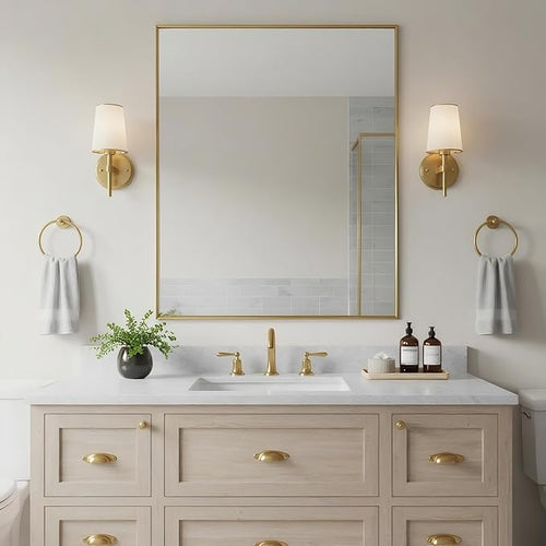 24x30 Inch Brass Bathroom Mirror - Image 2