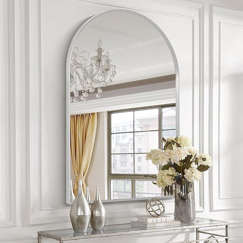 28" x 36" Silver Arched Mirror, Large Arch Bathroom Vanity Mirror, Modern by Minuover
