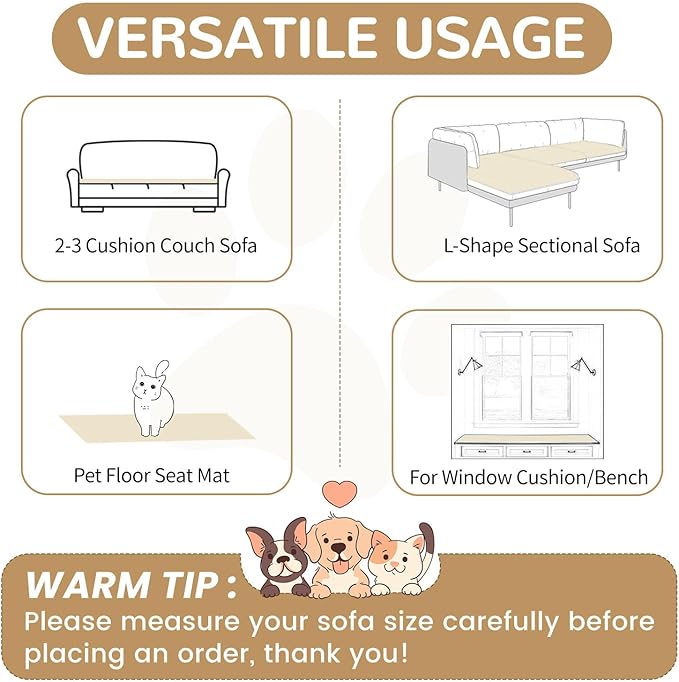 OTOB Couch Covers for Dogs Washable, Non Slip Plush Sofa Cover Kids Pet - Image 6