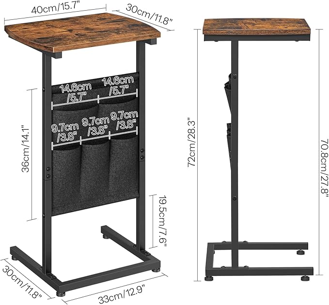 HOOBRO C Shaped End Table with Storage Bag, 28.3" Tall Small Side Table - Image 3