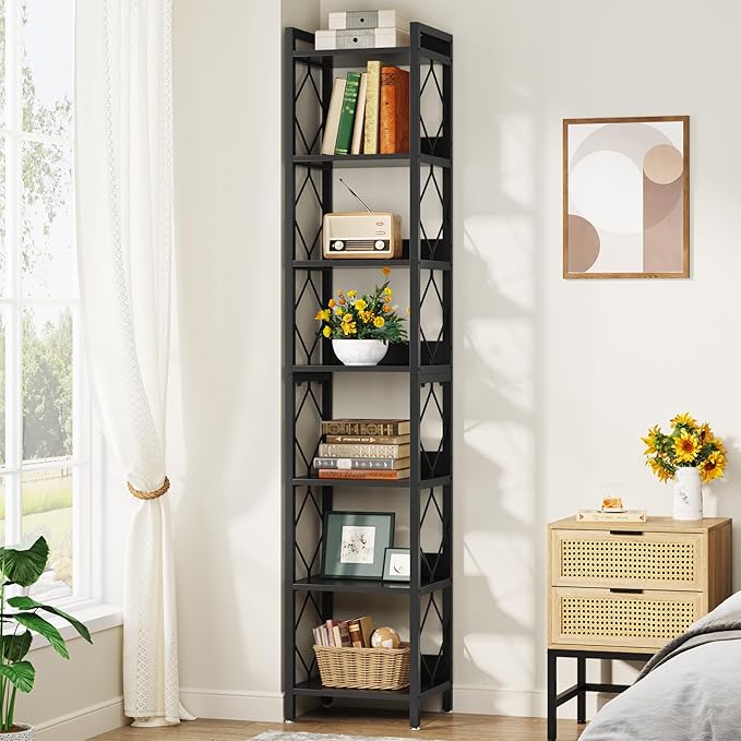 Tribesigns 78.7 Inch Extra Tall Narrow Bookshelf, 7 Tier Skinny Bookcase by Tribesigns