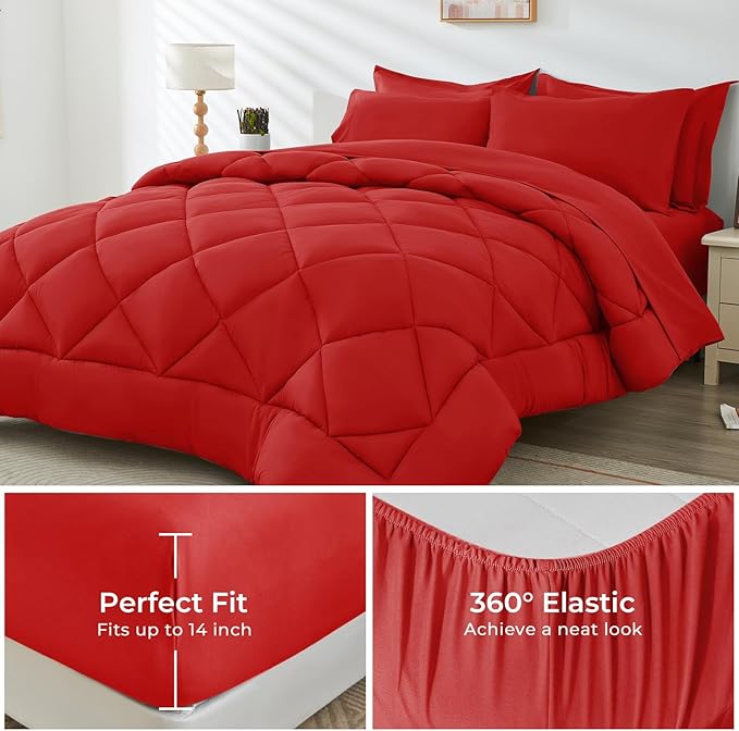 HEVUMYI Red Twin Comforter Set - Image 3