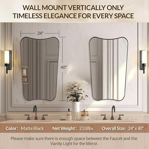 24x40 Black Mirror, Irregular Shaped Mirror - Image 2