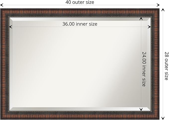 Amanti Art Brown Wall Mirror 28x40 Caleb Brown Rectangle Bathroom Mirror - Image 4