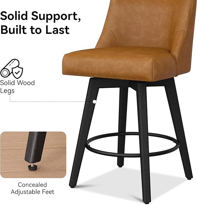 Counter Height Bar Stools Set of 3, Modern Swivel Barstools - Image 5