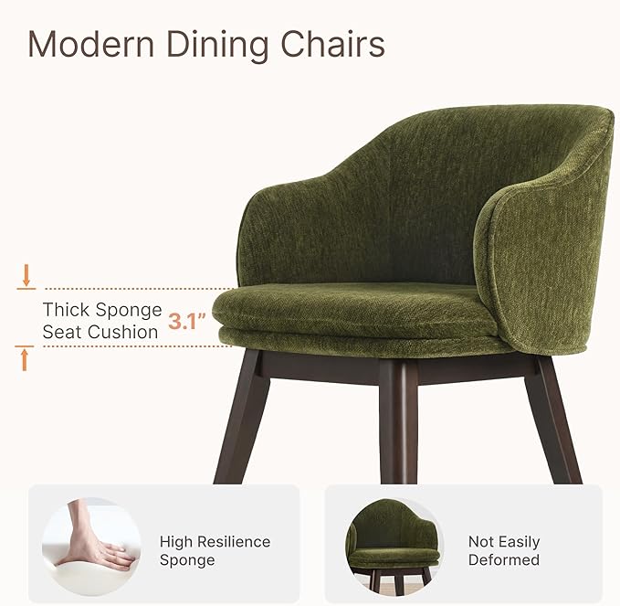 Wooden Dining Chairs Set of 4, Fabric Upholstered Modern Dining Room Chairs - Image 4