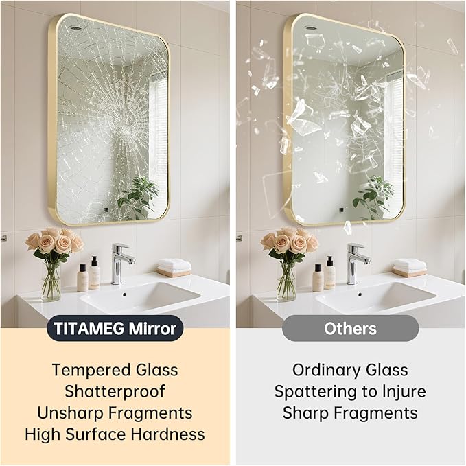 16x24 Inch Bathroom Mirror for Wall, Aluminum Alloy Framed Brushed Wall Mirror - Image 5