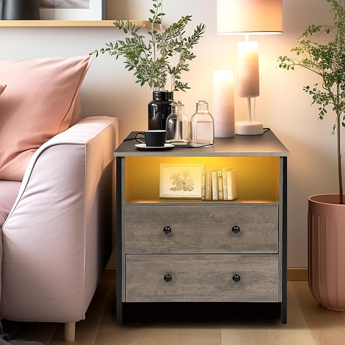 27 Inch Wide Night Stand, Lrage Wood Night Stand Set 2 - Image 8