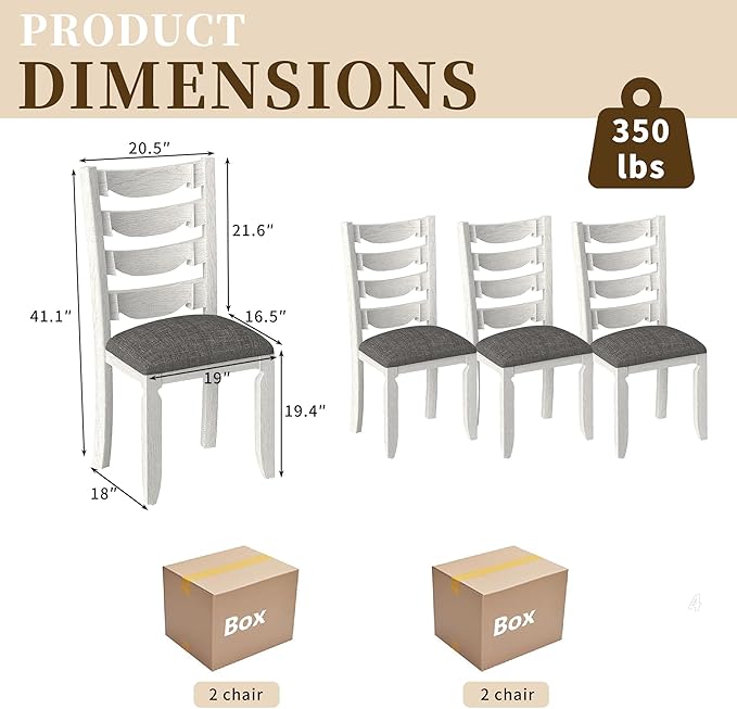 Solid Wood Dining Chair Set of 6, Kitchen Dining Room Chair - Image 3