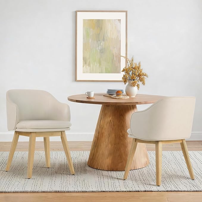 Wooden Dining Chairs Set of 2, Faux Leather Upholstered Modern Dining Room by Kislot