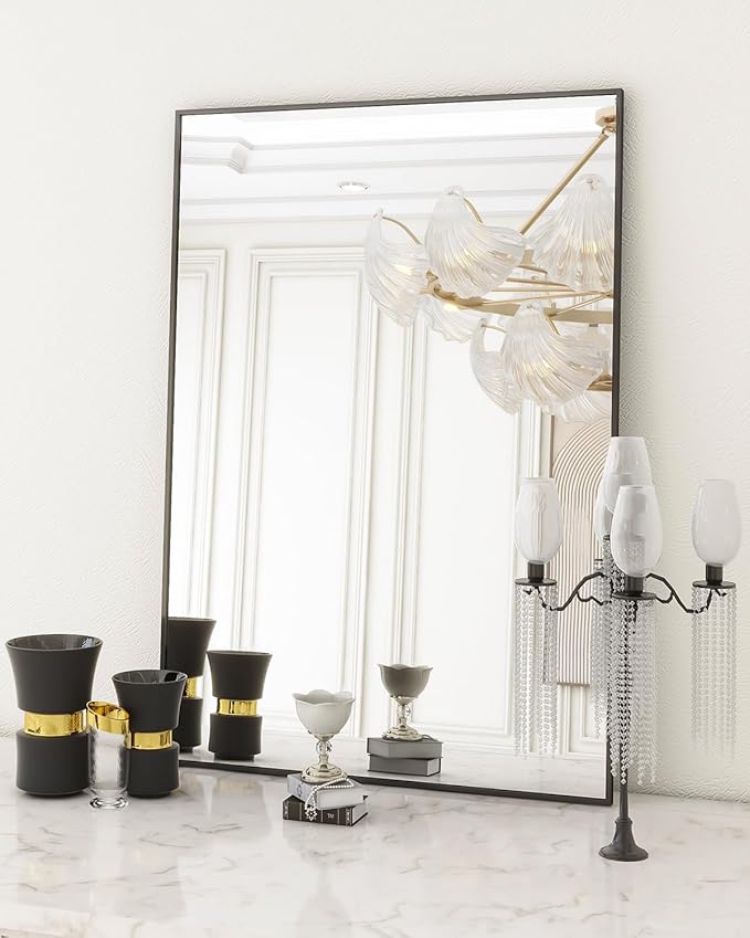 Koonmi Black Mirrors for Wall, 24x36 Inch Bathroom Mirror, Rectangular Wall - Image 3