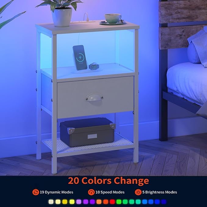 Sthmec Nightstands Set of 2, LED Bedside Tables - Image 6