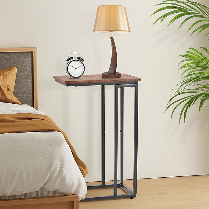 C-Shaped End Table, TV Tray Set of 2, Couch Side Laptop Table, - Image 5
