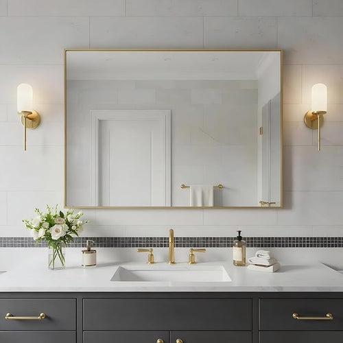 24x36 Inch Brass Bathroom Mirror by Bonverre
