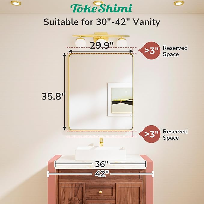 TokeShimi 30x36 Brushed Nickel Mirror - Image 2