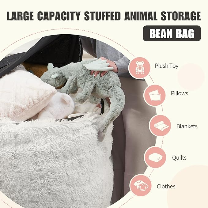 7FT Oversized Bean Bag Covers Only, Fluffy Stuffed Beanbag Chair Covers No - Image 3