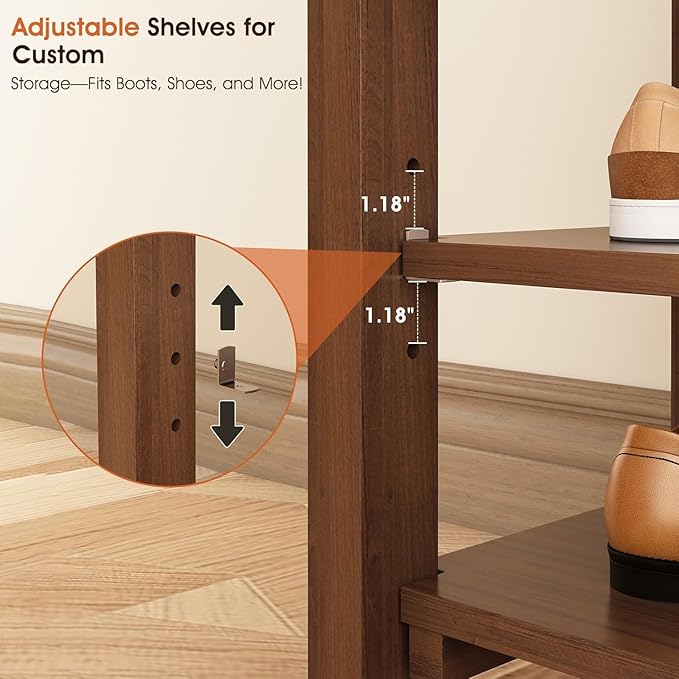 Shoe Rack for Front Door Entrance, Solid Wood Shoe Bench for Closet, Holds Up - Image 4
