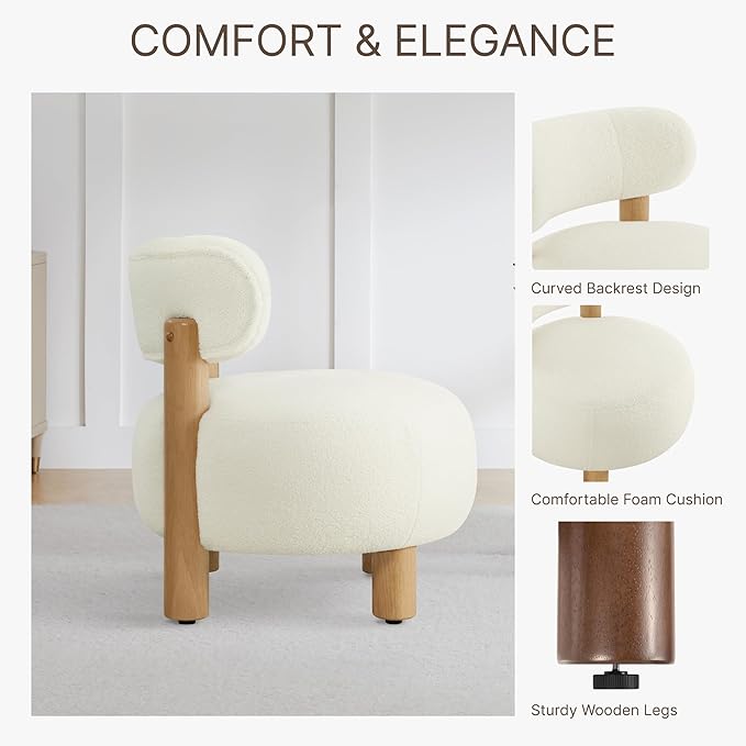 Modern Boucle Accent Chair, - Image 5