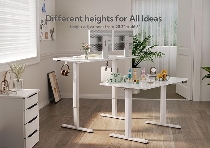 Claiks Glass Standing Desk, 48x24 Inch White Standing Desk Adjustable Height - Image 6