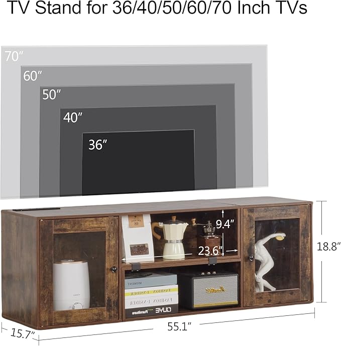 VECELO LED TV Stand for Televisions up to 70 Inchs Modern Entertainment Center - Image 3