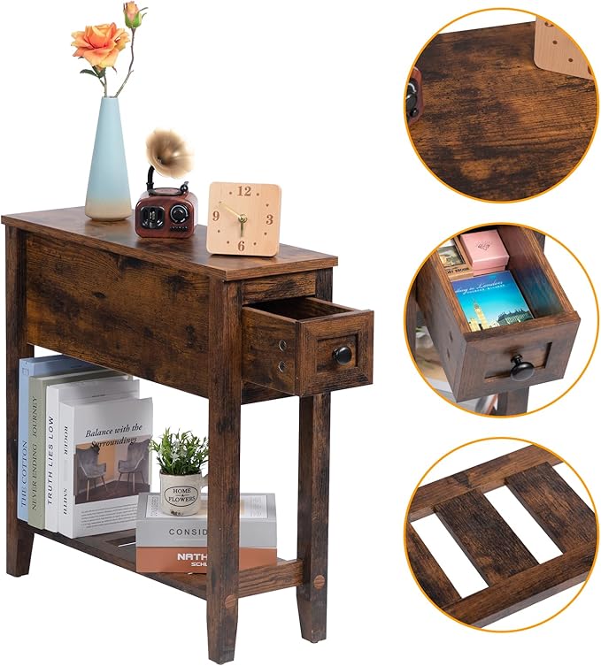 Brown 2 Pack Chairside Narrow End Table - Image 4