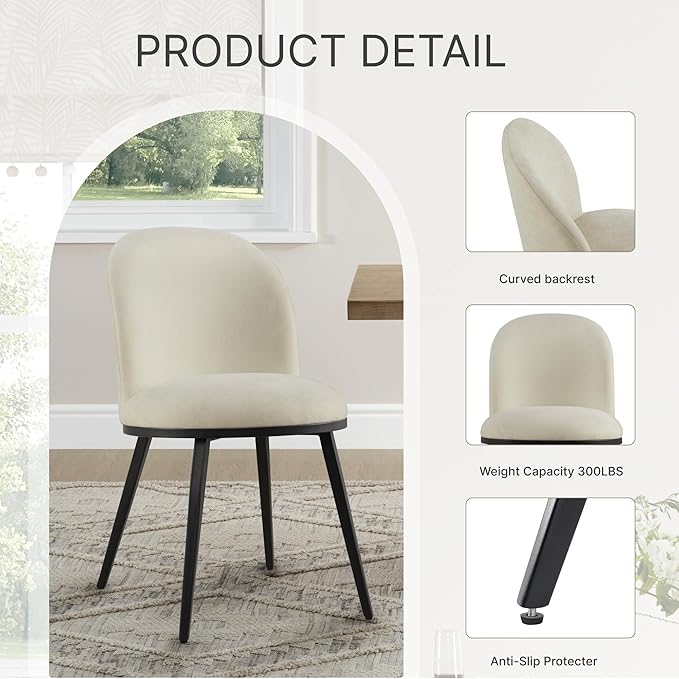 Dining Chairs Set of 4, Fabric Upholstered Dining Room Chairs - Image 5