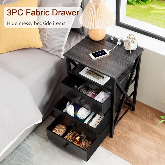 AMHANCIBLE Night Stand Set 2, LED Nightstand - Image 6