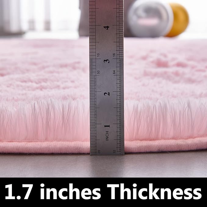 FJZFING Pink Round Rug Ultra-Soft Plush Modern 5x5 Circle Area Rug - Image 6